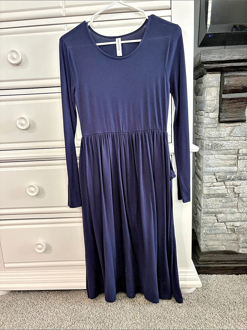 Zienna Outfitters Long Sleeve Maxi Dress in Blue Size Small Like New
